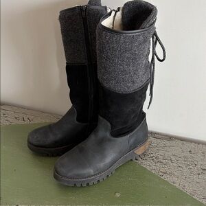 BOS. & CO. Ginger Boots Black Leather Waterproof Wool Lined Size 40 EU 9-9.5 US